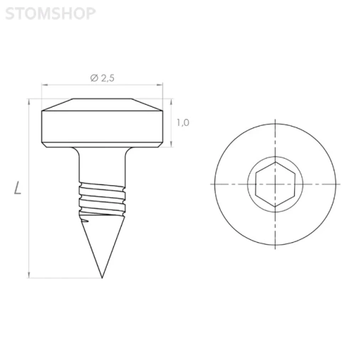 PS-01-20/5 - пин стоматологический гибридный, 3.5 мм, 5 шт. | EndoCarbon (Россия)