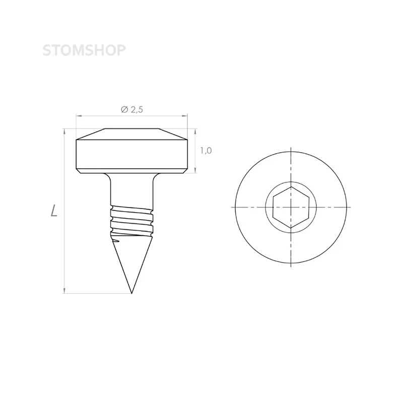 PS-01-20/5 - пин стоматологический гибридный, 3.5 мм, 5 шт. | EndoCarbon (Россия)