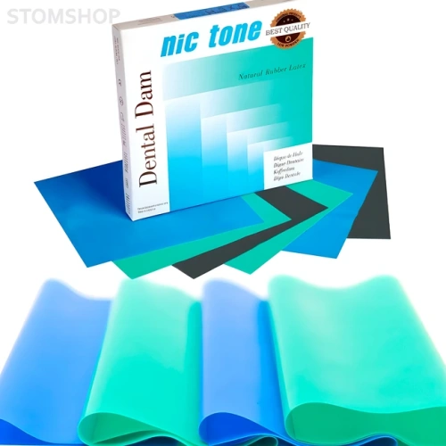 Nic Tone Dental Dam Blue - латексный коффердам с нейтральным запахом, цвет синий, размер 152x152 мм, 36 шт. | MDC Dental (Мексика)