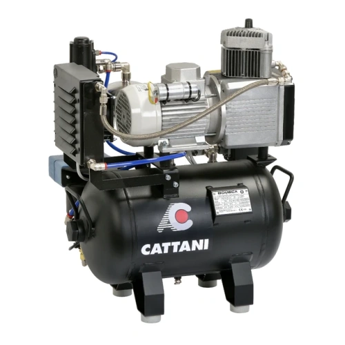 Cattani AC100 30-67 - безмасляный компрессор для одной стоматологической установки, с осушителем, с ресивером 30 л, 67,5 л/мин | Cattani (Италия)