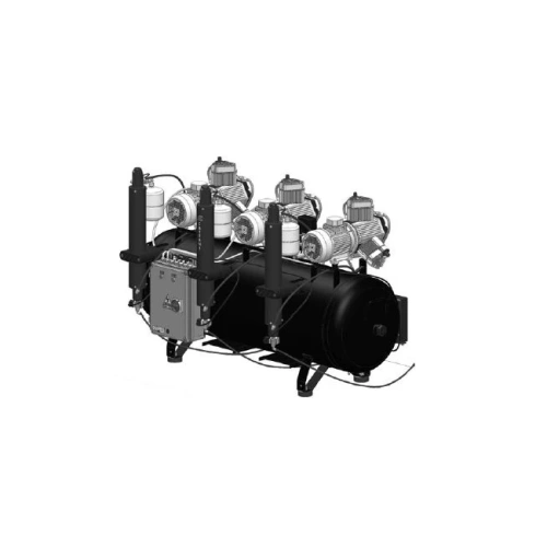 Cattani AC900 300-714 - безмасляный стоматологический компрессор для 12-ти стоматологических установок, с 3 трехцилиндровыми двигателями, c 3 осушителями, с ресивером 300 л, 714 л/мин | Cattani (Италия)