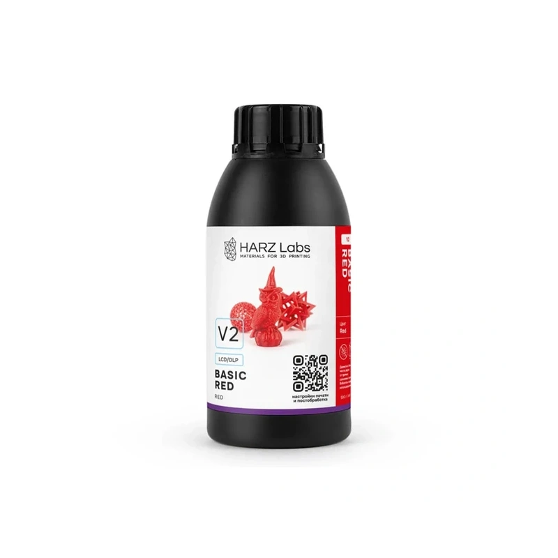HARZ Labs Basic Red V2 - фотополимерная смола, цвет красный, 0.5 кг | HARZ Labs (Россия)