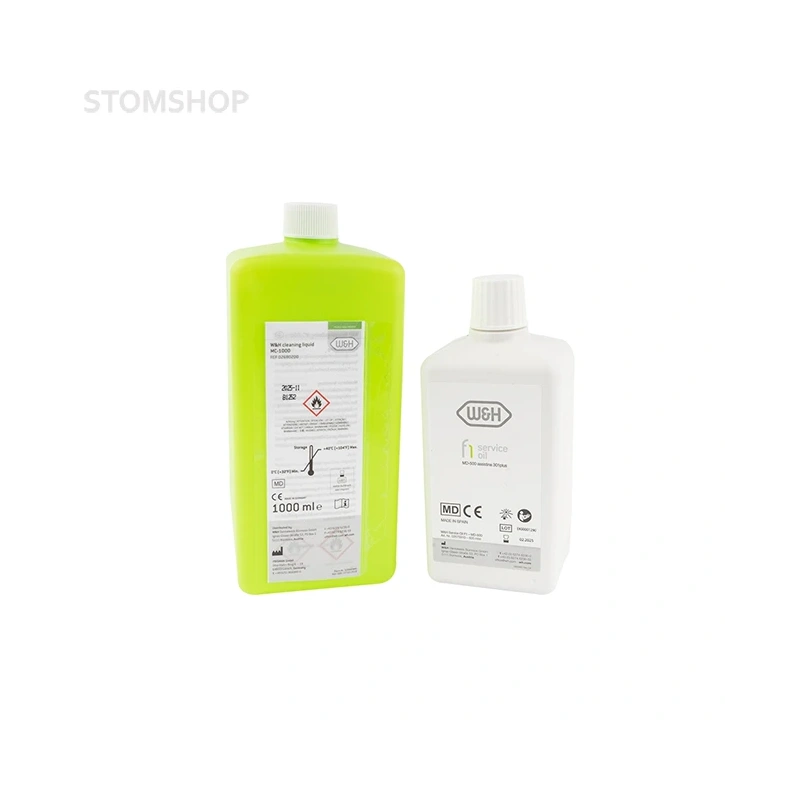 Масло и жидкость для аппарата Assistina (комплект: сервисное масло MD-500, 0,5 л и дезинфицирующая жидкость MC-1000, 1 л) | W&H DentalWerk (Австрия)