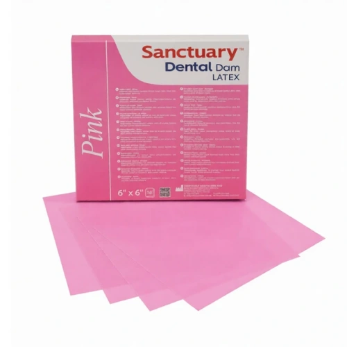 Latex Dental Dams Pink - коффердам с ароматом мяты, розовый цвет, 152?152 мм, 36 шт. | Sanctuary Health (Малайзия)