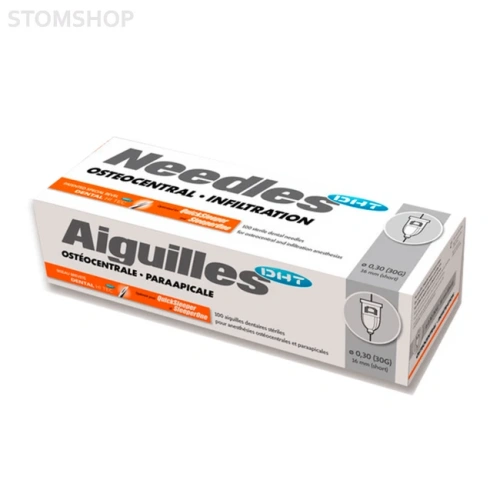 Комплект игл 30G (? 0.30 мм) для Quicksleeper 5 и SleeperOne 5, 16 мм, цвет белый, 100 шт. | Dental HI TEC (Франция)