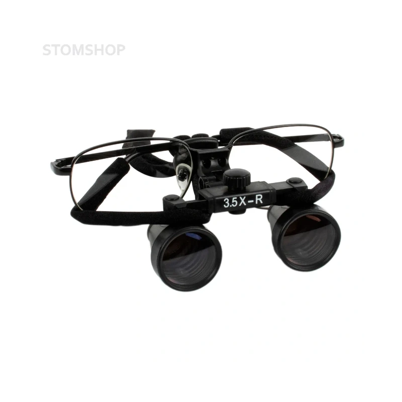 CM3.5X + Titanium frame - бинокулярные лупы системы Flip-up на титановой оправе черного цвета, увеличение 3.5x | Ymarda (Китай)