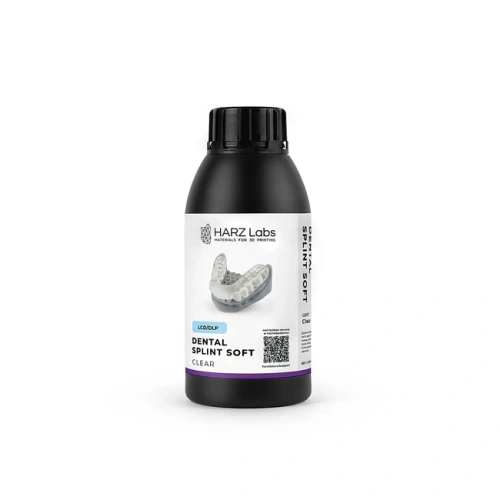 HARZ Labs Dental Splint Soft - фотополимерная смола для изготовления жестко-эластичных капп и сплинтов, прозрачная, 0.5 кг | HARZ Labs (Россия)