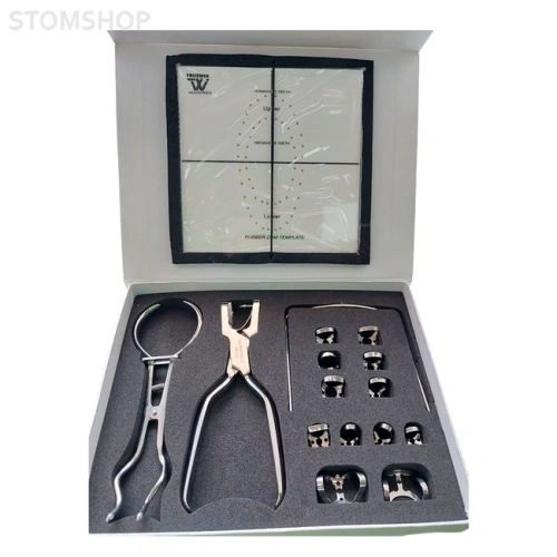 TW Rubber-Dam Set - набор для коффердама, с щипцами, клампами, рамкой и трафаретом в комплекте | Truewin (Пакистан)