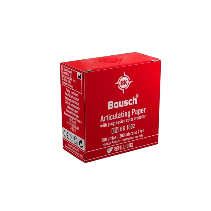 Bausch BK 1002 - артикуляционная бумага I-формы красная (сменный блок), толщина 200 мкм, 300 листов | Bausch (Германия)